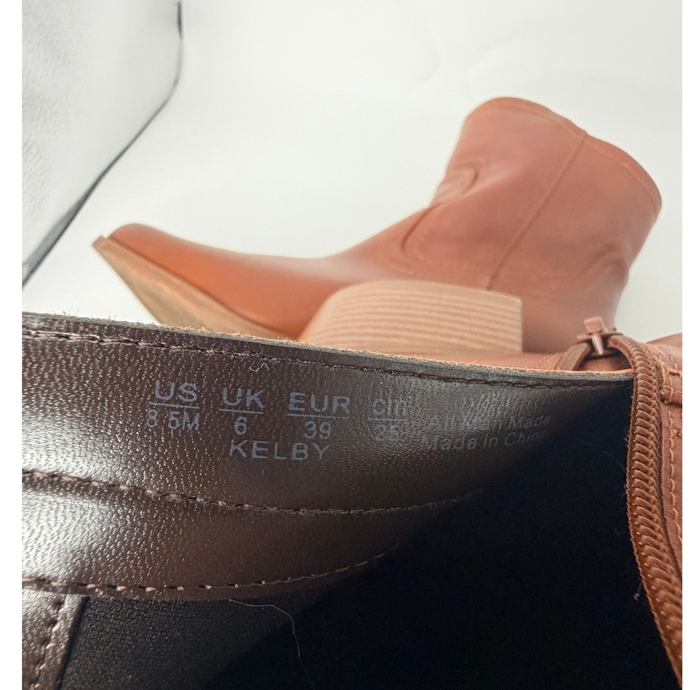 Naturalizer Kelby Cognac Brown Ankle Boots Western Stitch Block Heel Womens 8.5M - Picture 8 of 8